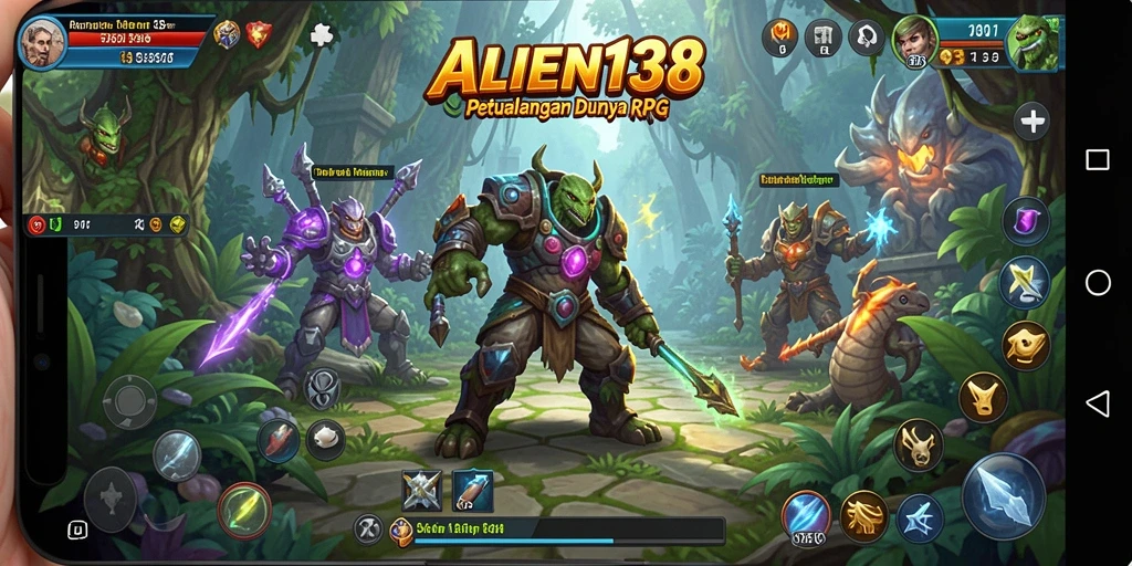 Tampilan gameplay RPG yang epik dan mendebarkan di ALIEN138.