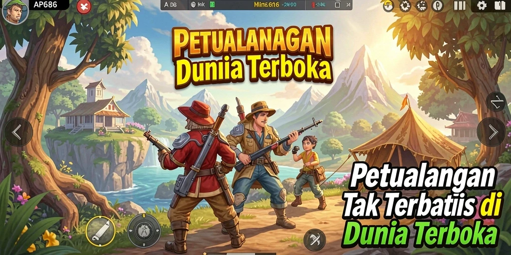 Tangkapan layar gameplay AP686 menunjukkan dunia terbuka yang indah dan mendetail.