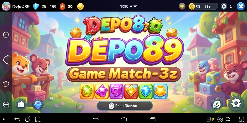 Screenshot utama DEPO89 menunjukkan gameplay Match-3 yang seru.