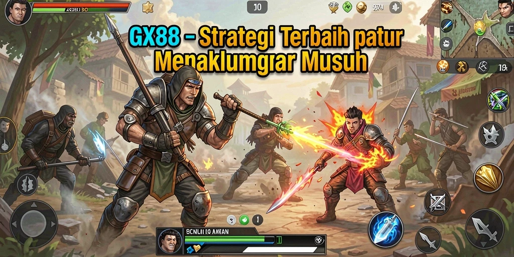 Tampilan gameplay GX88 menampilkan berbagai karakter dan strategi dalam pertempuran.