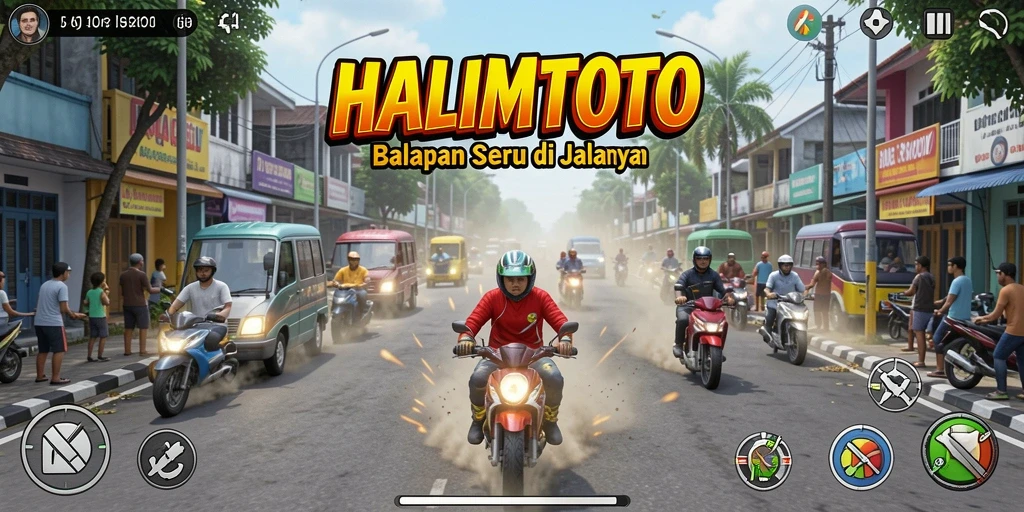 Gameplay action-packed dari HALIMTOTO dengan mobil balap di trek.