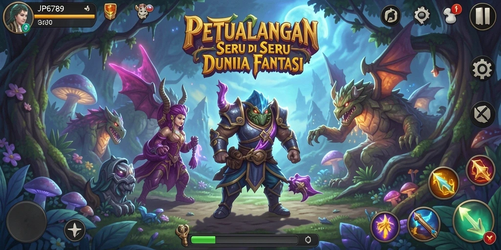 Gameplay petualangan seru di dalam dunia fantasi.