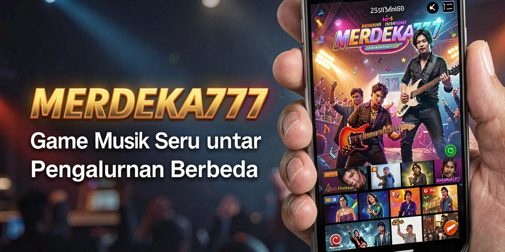Tampilan utama gameplay MERDEKA777 dengan fitur musik interaktif.