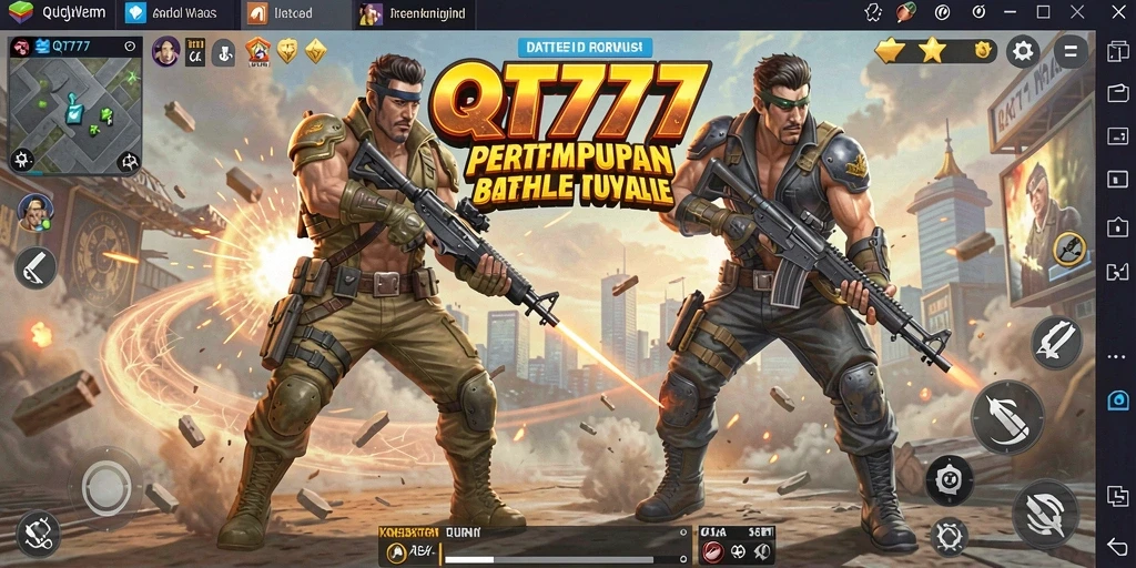Gameplay QT777 yang seru dalam pertempuran Battle Royale.