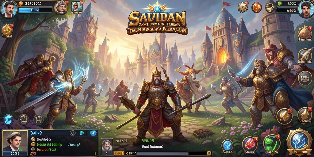 Tangkapan layar gameplay SVIP9 menampilkan pertempuran epik dan pembangunan kerajaan.
