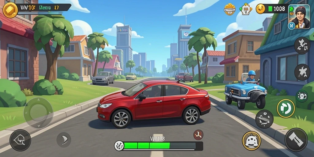 Screenshot gameplay VW108 menampilkan perkembangan kerajaan yang menarik.